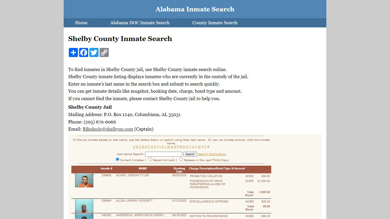 Shelby County Inmate Search