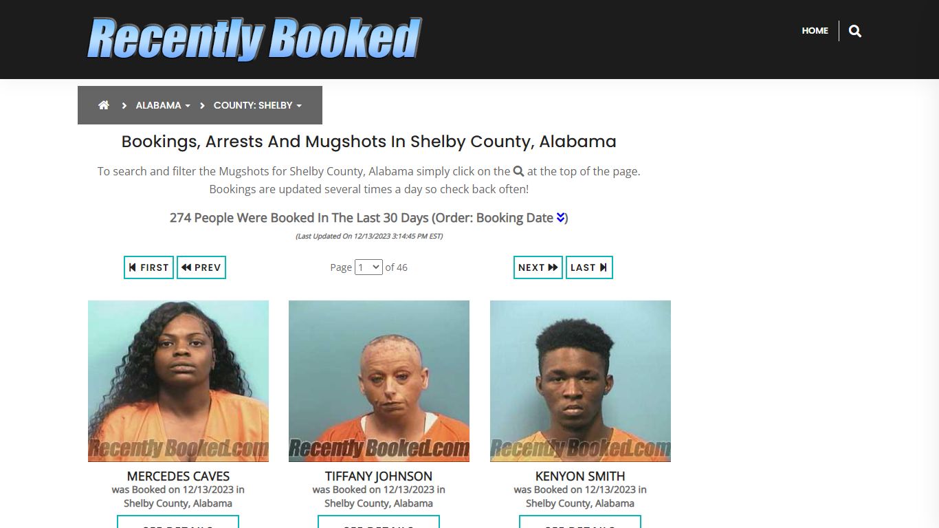 Recent bookings, Arrests, Mugshots in Shelby County, Alabama